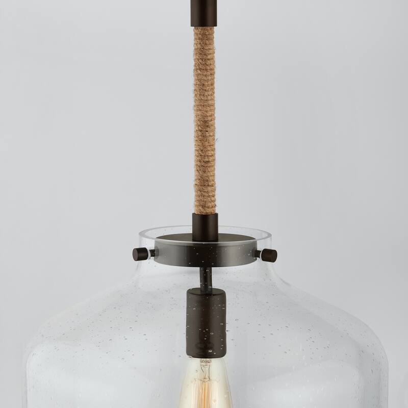 Corde 1-light Hanging Pendant w/ Clear Seeded Glass