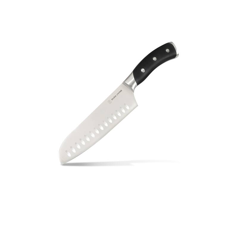 Dura Living Elite 7-inch Santoku Knife - Forged German Steel Kitchen Knife - Black