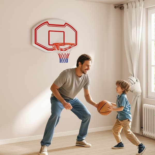 slide 2 of 9, Large Wall Mounted Basketball Hoop with Shatter-proof Backboard Multi