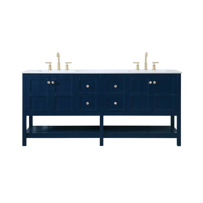 Elegant Lighting VF16472D Theo 72" Free Standing Double Basin Vanity - Blue - Painted