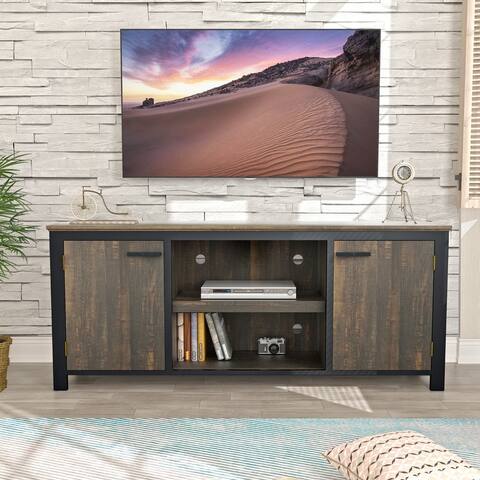 Farmhouse TV Stand for TVs up to 80 Inches - Rustic Design