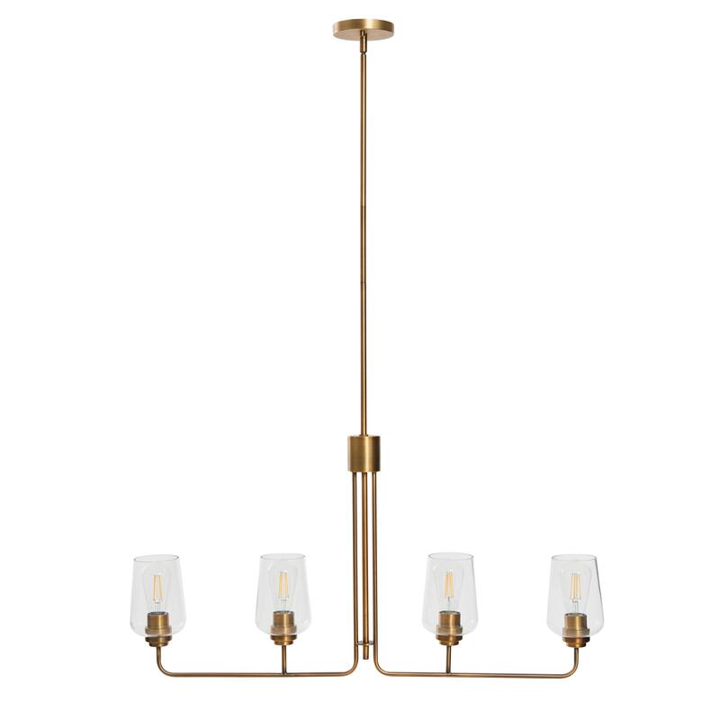 Metal and Glass 4-Light Linear Chandelier