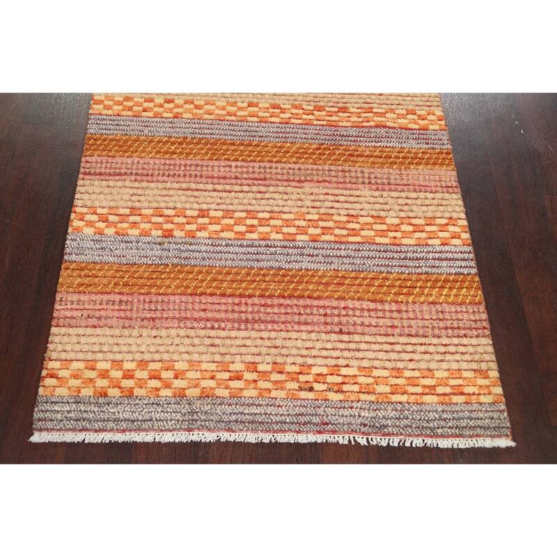 Striped Gabbeh Kashkoli Oriental Wool Area Rug Handmade Foyer Carpet - 3'3" x 4'9"
