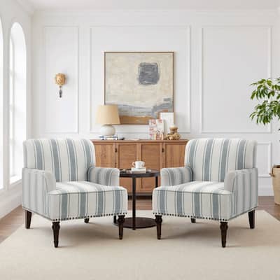 Vintage 29" W Patterned Striped Accent Chairs