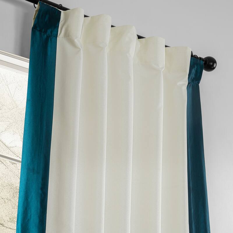 Exclusive Fabrics Fresh Pop Dobby Taffeta Side Bordered Light Filtering Curtains for Bedroom & Living Room Curtains (1 Panel)