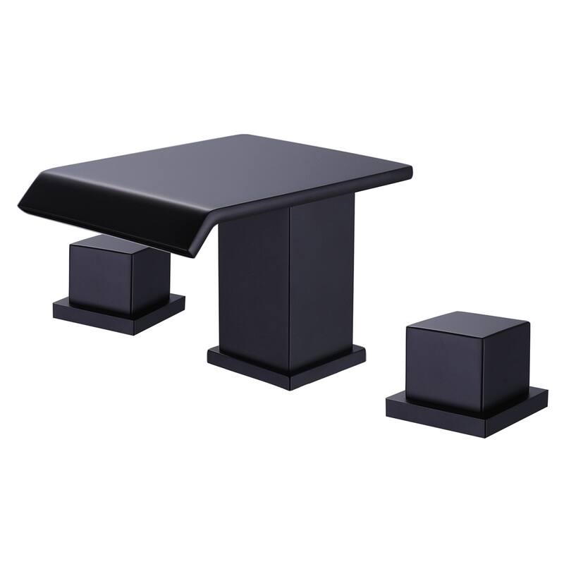 Modland Double Square Handle Waterfall Bathroom Faucet Widespread in Black