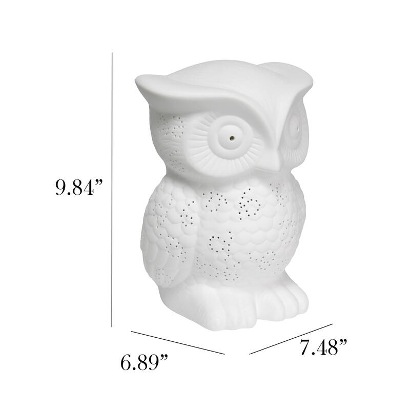 9.84 in. White Finish Table Lamp, Sturdy Owl Shaped Table Lamp for Living Rooms and Bedrooms