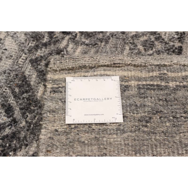 ECARPETGALLERY Hand-knotted Tangier Dark Grey Wool Rug - 8'1 x 9'9