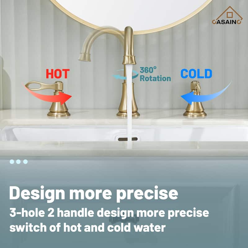 8 in. Widespread Double Handle Bathroom Faucet with Drain Kit Included