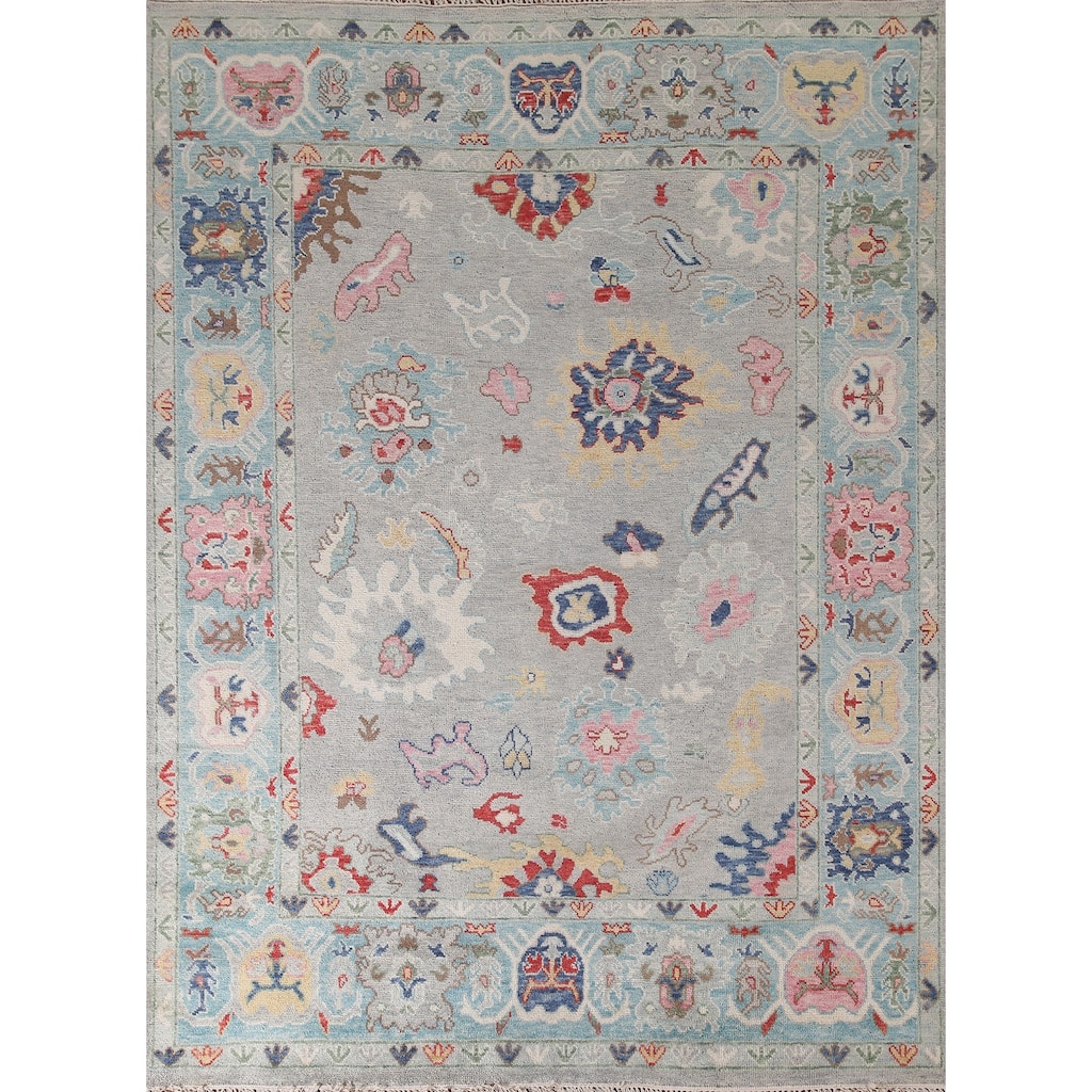 Grey Oushak Oriental Area Rug Handmade Bedroom Wool Carpet - 8'0"x 10'0"