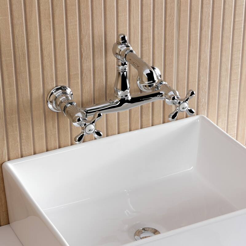 Kingston Brass English Country Two-Handle 2-Hole Wall Mount Bathroom Faucet