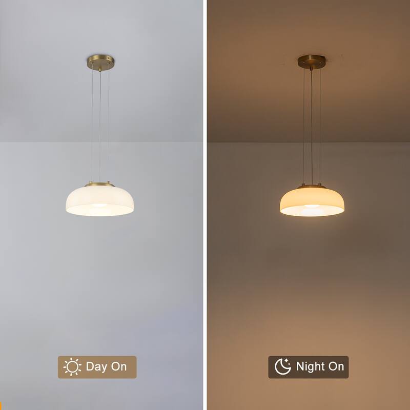 Single Light LED Pendant with Milky White Glass Shade Dimmable Modern