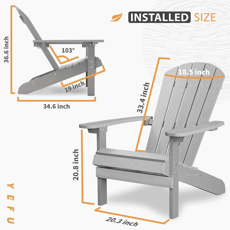 WINSOON All Weather HIPS Outdoor Plastic Adirondack Chair