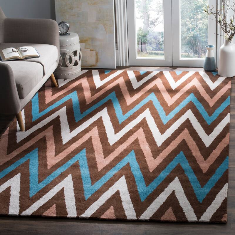 SAFAVIEH Handmade Chatham Klasina Modern Moroccan Wool Rug - 6' x 9' - Brown/Multi