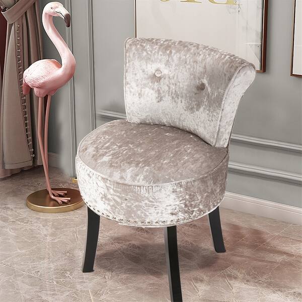 grey velvet dressing table chair Amazon.com: 2BYF 2BYFVanity Chair with Back, Velvet Stool with Low Backrest & Silvery Nailhead Trim, Round Vanity Seat for Bedroom and Bathroom Makeup, Support 220lbs, Easy Assembly (Gray) : Home & Kitchen