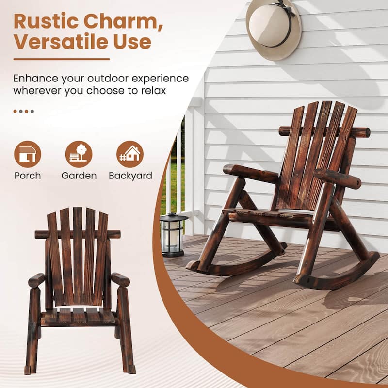 Costway 1/2 PCS Outdoor Adirondack Rocking Chair for Adults Solid Wood