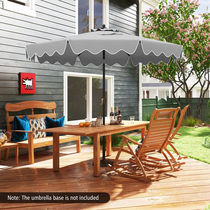 Large 9x8 Feet Polyester Fabric Outdoor Patio Umbrella with Wind Vent and Push Button Tilt Crank Handle