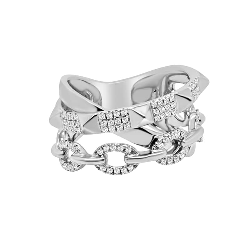 Auriya 14k Gold Lab Grown Round Diamond Chain Link Ring 0.22 ct. tw. (F-G, VS)