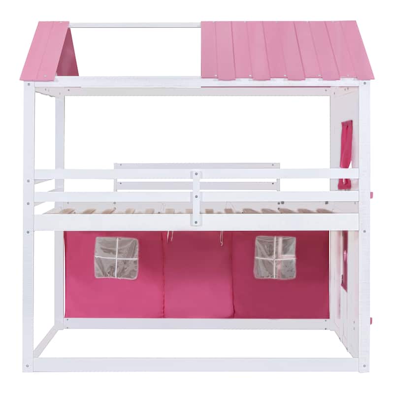 Full Wood Castle Bunk Bed with Slide