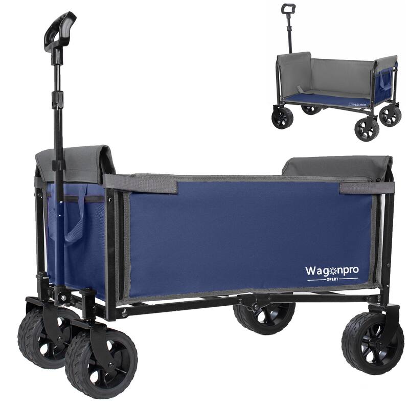 Upgraded 18" Wide Wheels, All-in-One Convertible Folding Trolley with Full-Side Opening & Dog Leash, 220Lbs Capacity for Camping