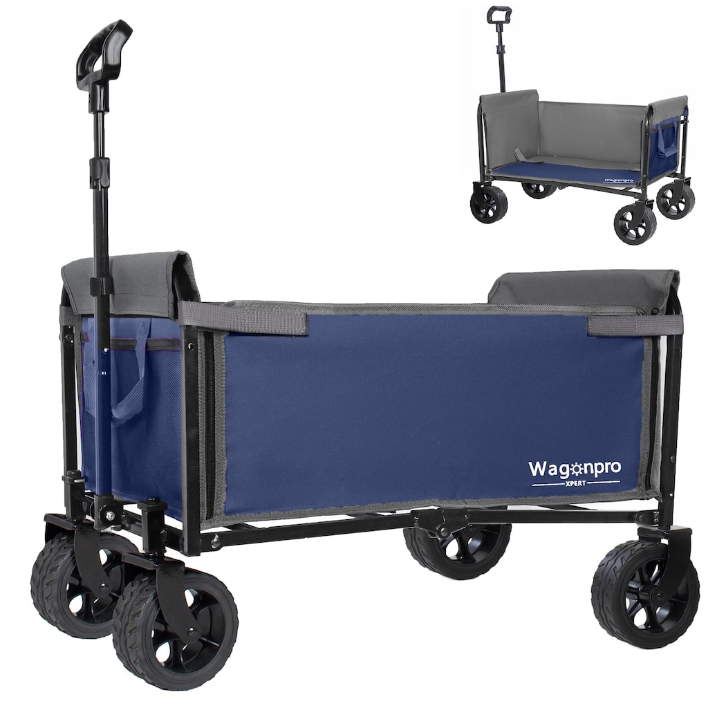 Upgraded 18" Wide Wheels, All-in-One Convertible Folding Trolley with Full-Side Opening & Dog Leash, 220Lbs Capacity for Camping