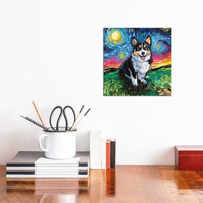 iCanvas "Tri-Color Corgi Night" by Aja Trier Canvas Print