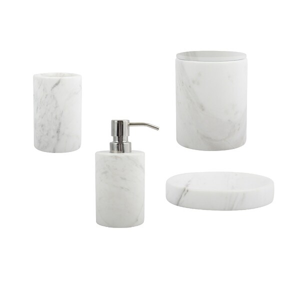 4-Piece Bathroom Accessories Set Spirella Sana Real Marble - Overstock ...