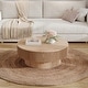 preview thumbnail 25 of 61, Modern Solid Wood Veneered Round Coffee Tea Table with Storage
