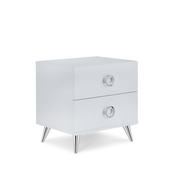Q-Max Contemporary Style Silver Tapered Legs Wood Nightstand. Opens flyout.
