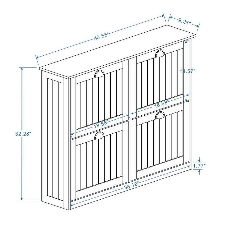 Shoe Storage Cabinet with 4 Flip Drawers, Freestanding Shoe Cabinet Organizer with Adjustable Shelf, Shoe Cabinet for En