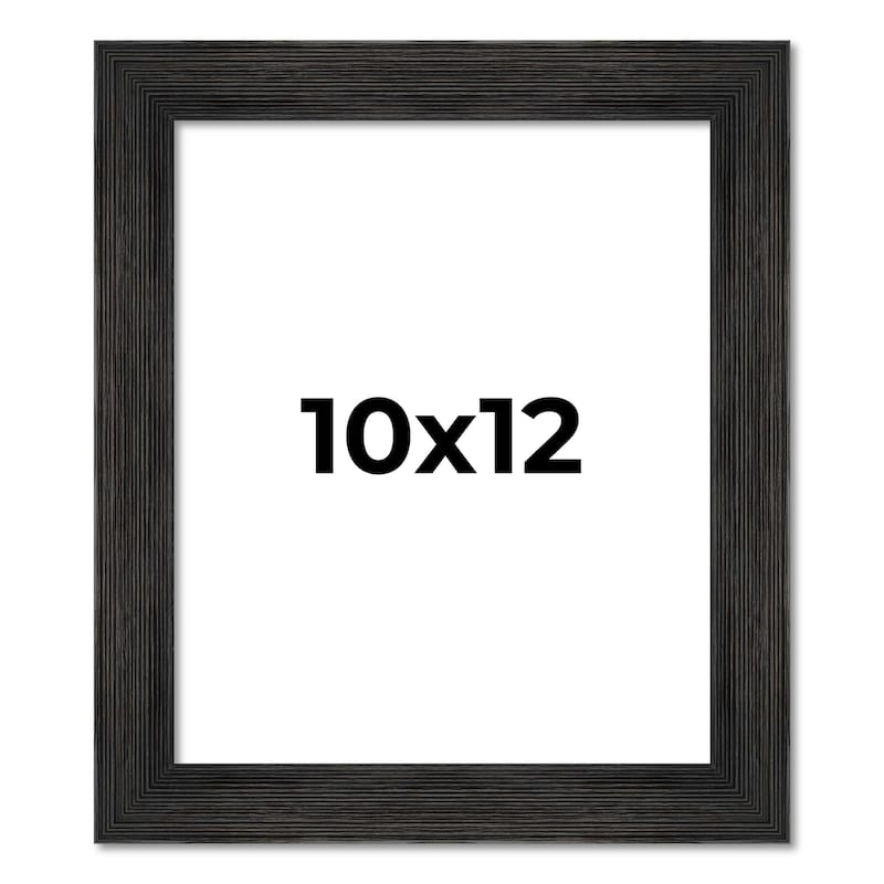 10x12 Black Rustic Wide Barnwood Picture Frame - UV Acrylic, Foam Board Backing, Hanging Hardware - Holds 10x12 Photo