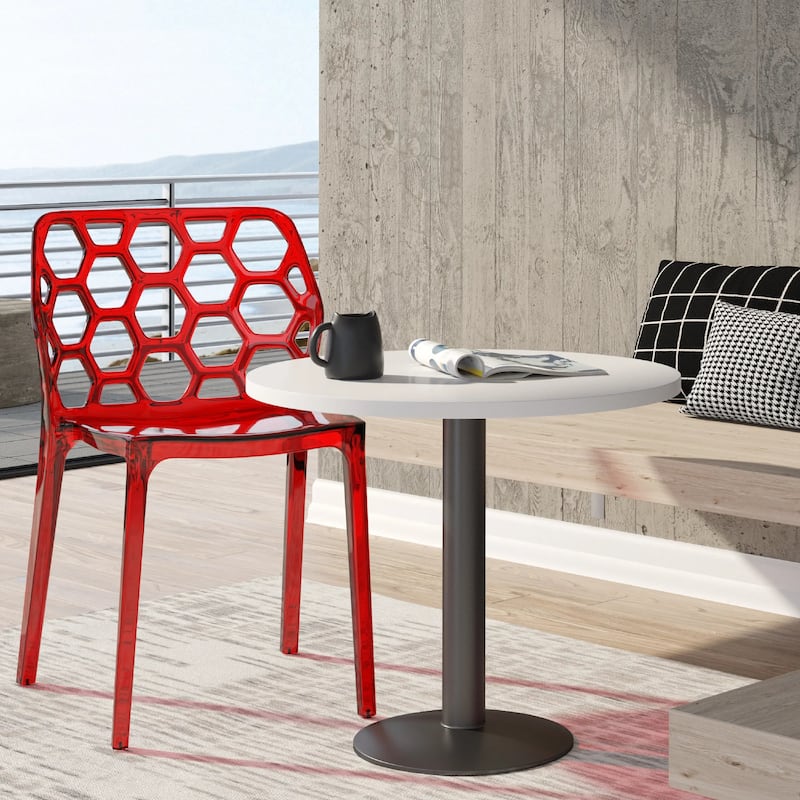 Dynamic Modern Transparent Honeycomb Cut Out Lucite Stackable Dining Chair for Home Dining Rooms Patio Commercial Event Seating