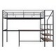 preview thumbnail 6 of 16, Metal Kids Loft Bed Frame, Under Bed with Desk and Storage Shelves, Lateral Storage Ladder & Slatted Guardrails