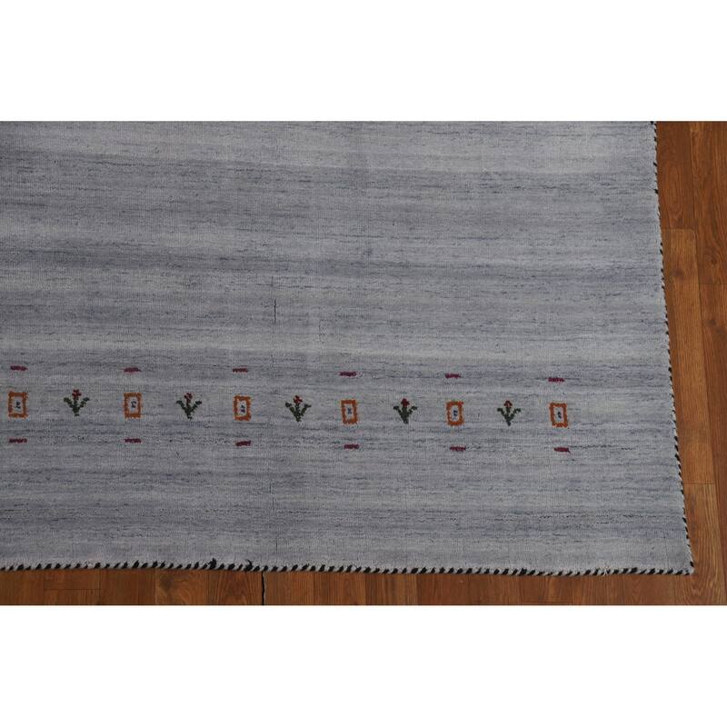 Hand Knotted Oriental 100% Wool Carpet Tribal Animal Pictorial Greys & Charcoal Gabbeh Area Rug - 9' 9'' X 8' 2''