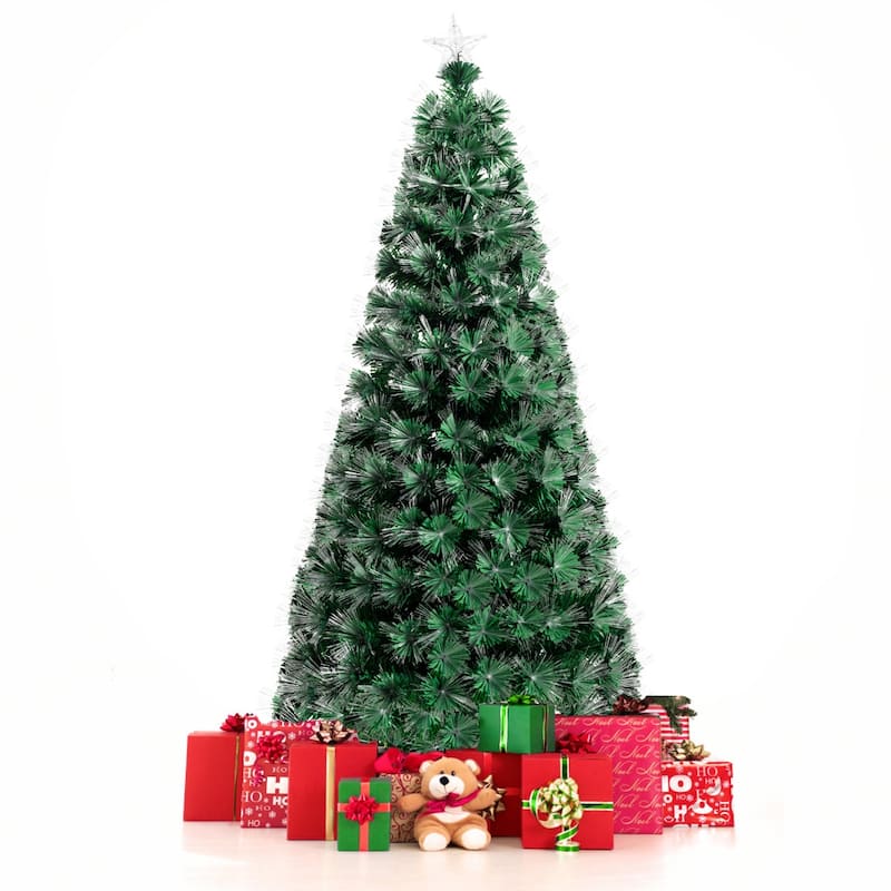 Gymax 5FT/6FT/7FT Pre-lit Fiber Optic ArtificialChristmas Tree w/LED - See Details