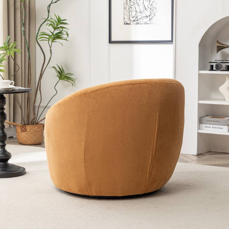 Round Armchair Office Chair Accent Chair with Plush Seat Cushion, Swivel Barrel Chair Single Lounge Sofa