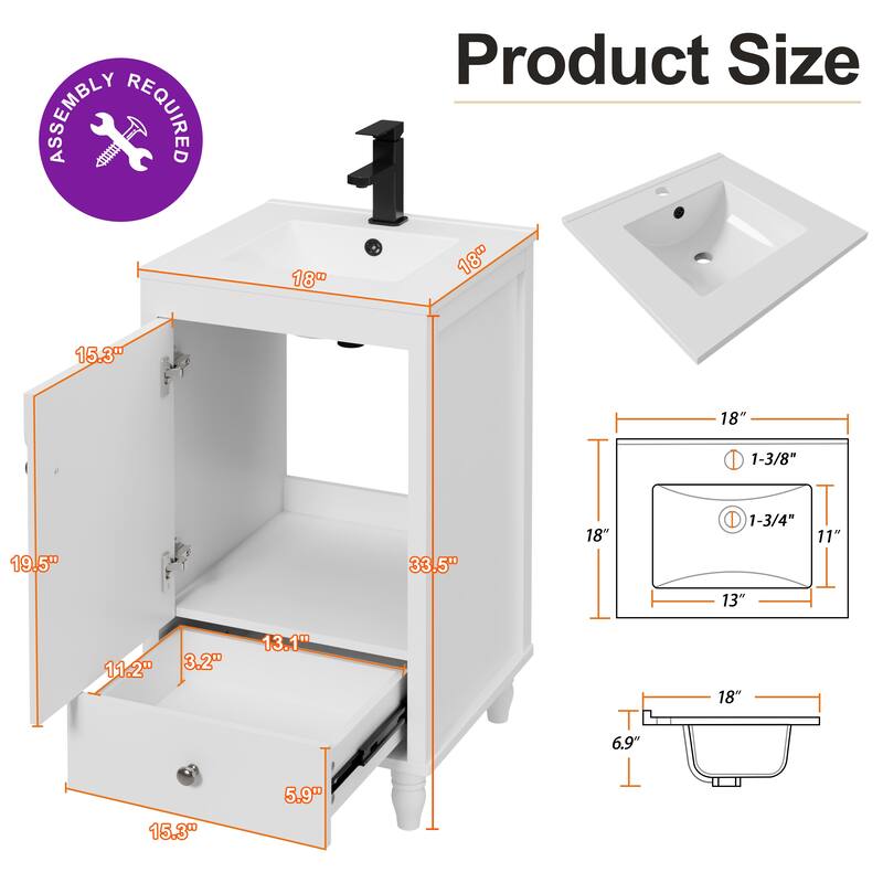 Lace Trim Freestanding Bathroom Vanity Set - Perfect for Bathrooms