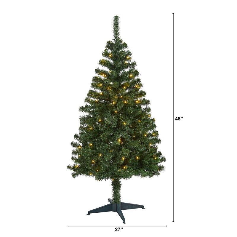 4ft. Pine Artificial Christmas Tree with 100 Clear LED Lights - Compact Seasonal Holiday X-Mas Display