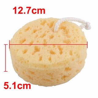 Dorm Bathroom Bath Sponge Round Design Body Shower Pouf Scrubber Light Yellow - Light Yellow,White