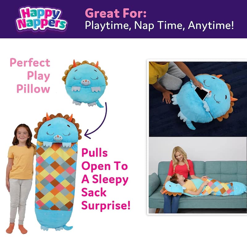 Happy Nappers: Pillow & Sleepy Sack: Medium - Triceratops Timmy - 54 x 20",3+