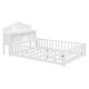 preview thumbnail 13 of 29, Full-Size Montessori Floor Bed with Bookcases & Blackboards, Solid Wood Design for Kids with Guardrails & Storage, Grey