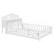 preview thumbnail 5 of 9, Full-Size Montessori Floor Bed with Bookcases & Blackboards, Solid Wood Design for Kids with Guardrails & Storage, White