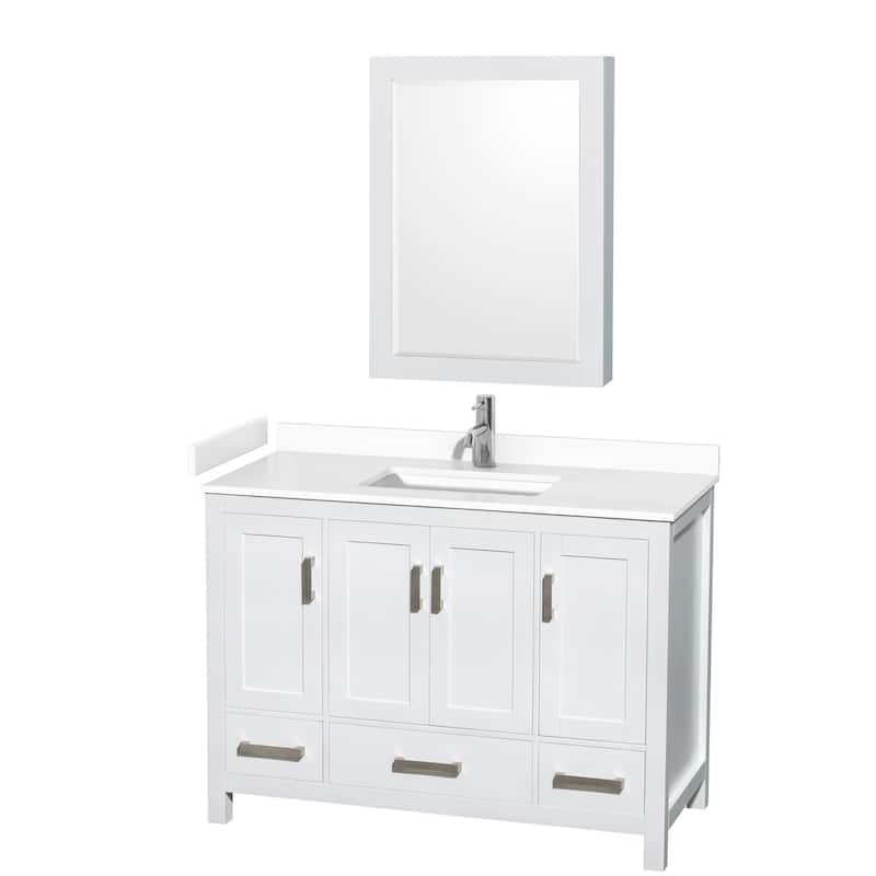 Wyndham Collection Sheffield 48" Single Bathroom Vanity, Carrara - White / White Cultured Marble Top / Brushed Chrome