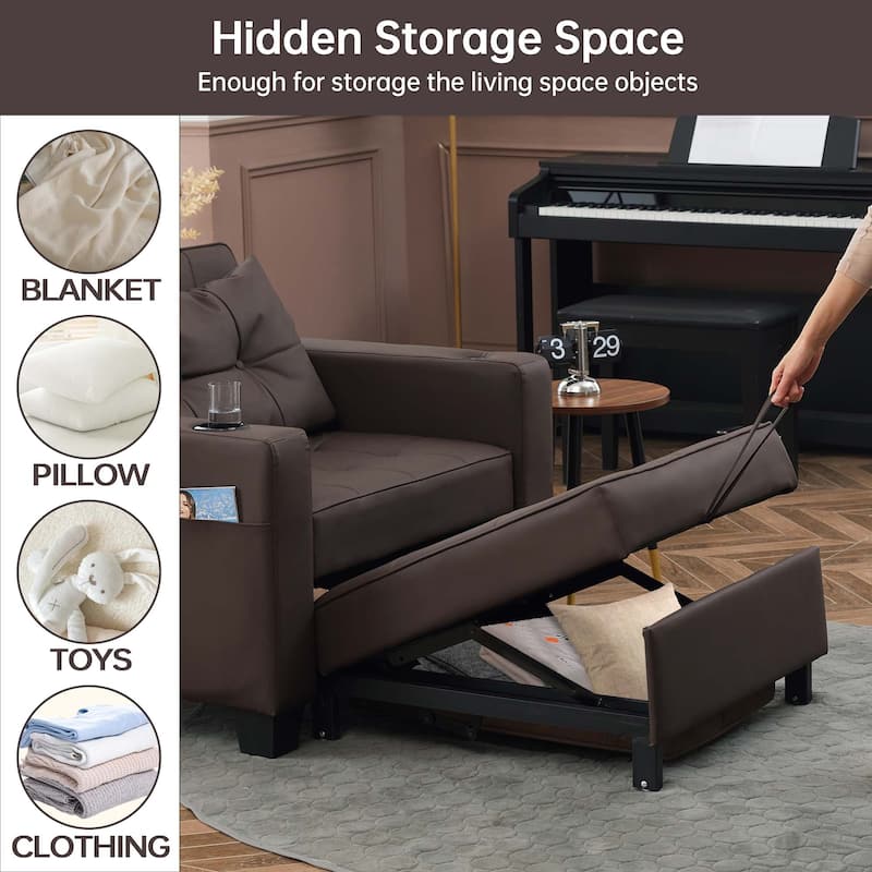 Futon Chair Bed Convertible Chair 3-in-1 Pull Out Sleeper Chair Beds for Living Room