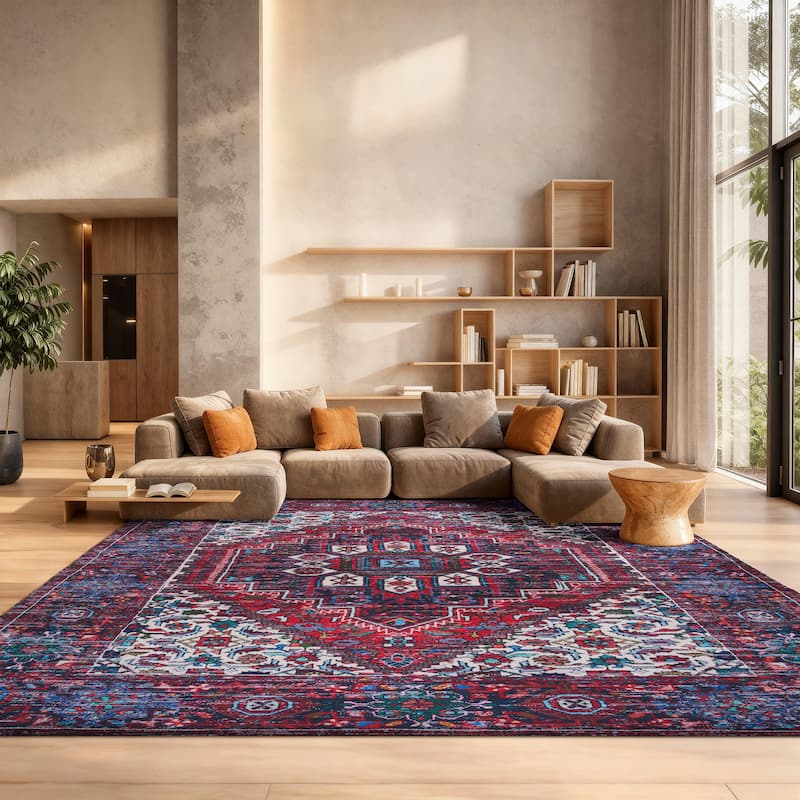 SAFAVIEH Tucson Machine Washable Slip Resistant Heide Oriental Rug