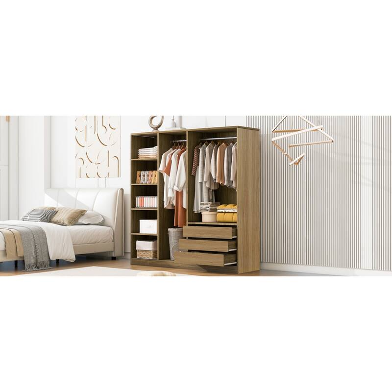 Roomfitters Open Wardrobe Closet System, Freestanding Armoire and Large Storage Organizer with Hanging Rails