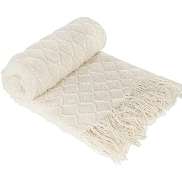 Throw Blanket Decorative Woven Farmhouse Blankets Bed Bath