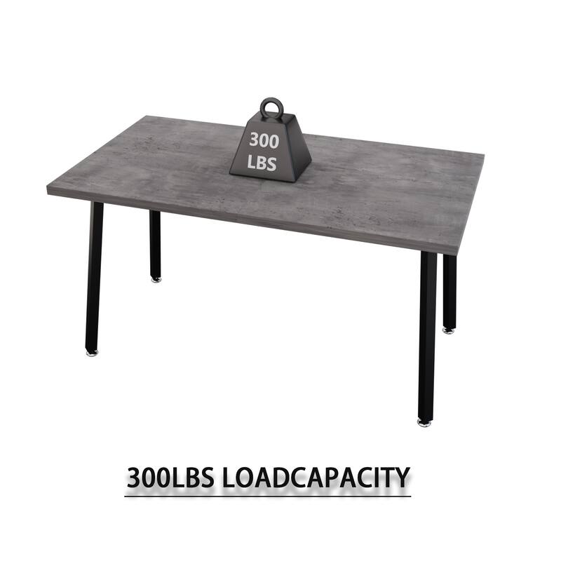 Grey MDF Modern Expandable Dining Table with Black Metal Legs - 55.1'' x 31.5” x 29.5''