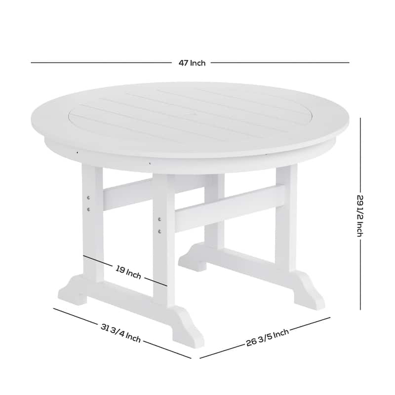 Polytrends Laguna Hdpe All Weather Outdoor Patio 47" Round Dining Table