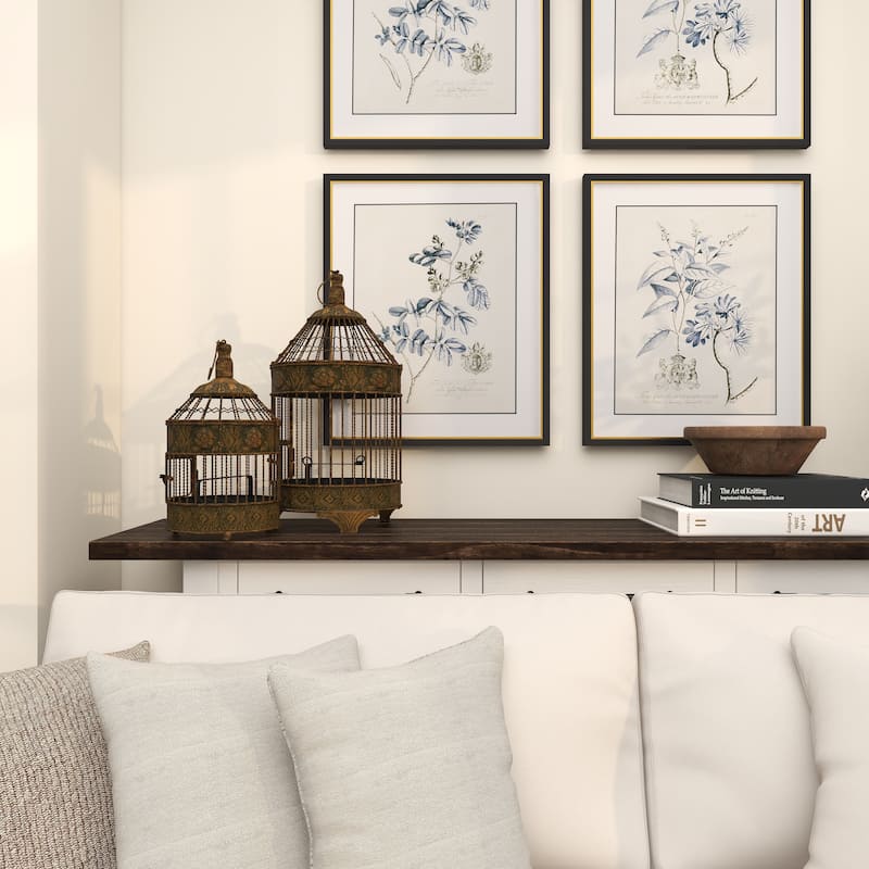 Metal Floral Antique Twisted Rod Birdcage with Latch Closure and Hanging Hook - Set of 2 Bronze - Roche River Decor